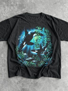90s Orca T-Shirt, Vintage Killer Whale Shirt - Ocean Wildlife Shirt